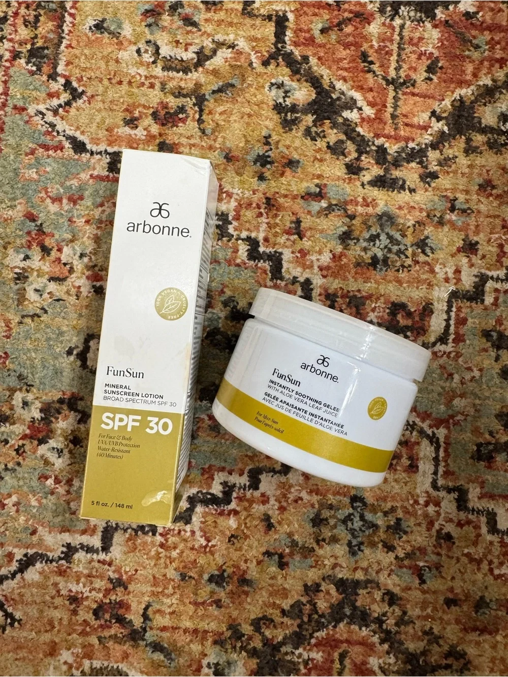 Arbonne FunSun SPF 30 Mineral Sunscreen Lotion & Soothing Gelee set